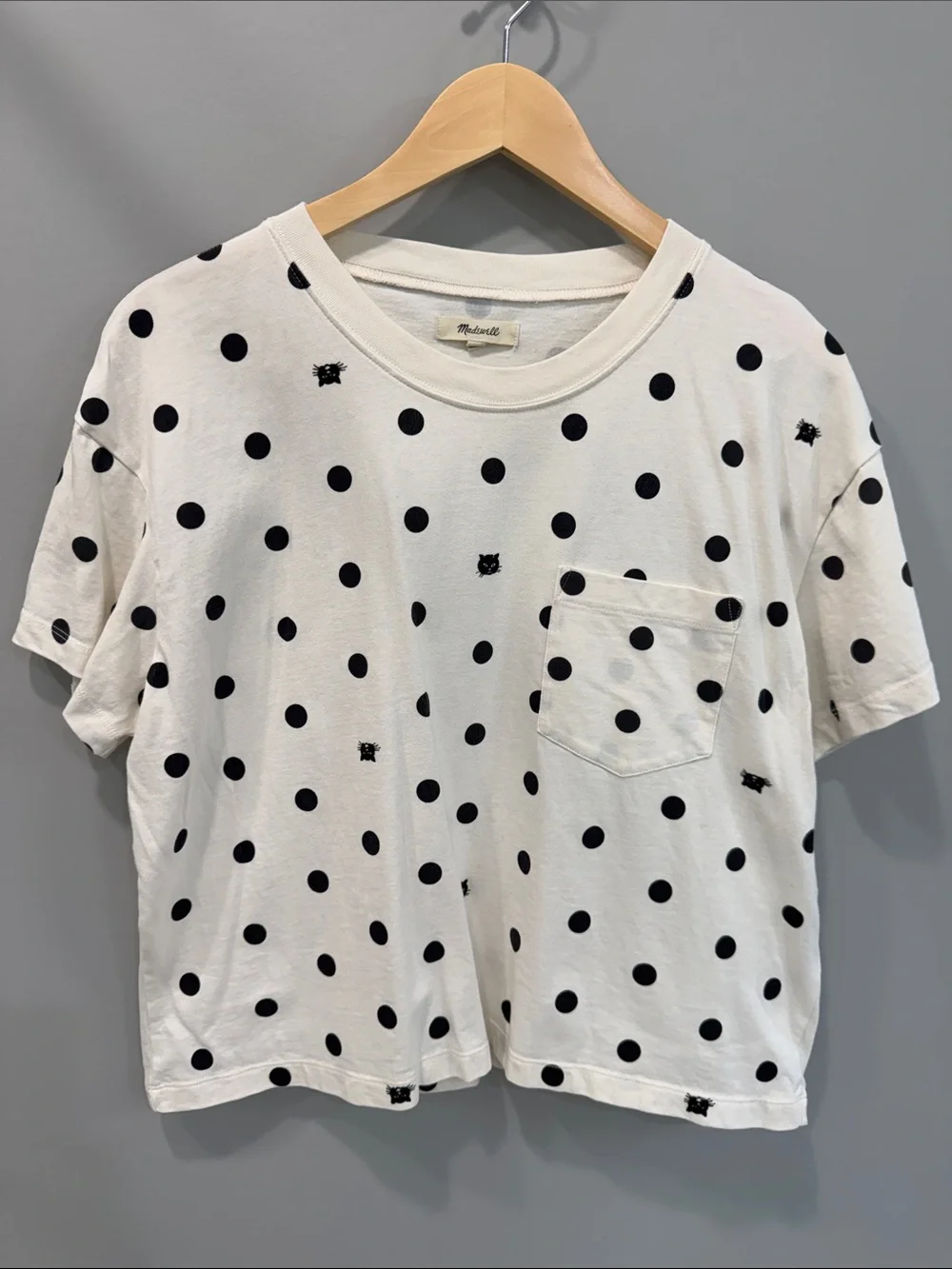 Madewell cat & polka dot print tee, large - Picture 1 of 6